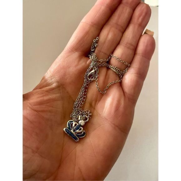 BLUE OPAL N SILVER CROWN NECKLACE - Picture 9 of 9